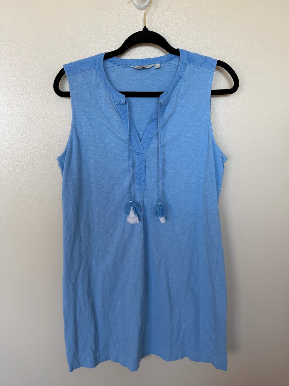 VINEYARD VINES Blue Tassle V-Neck Tank Dress
